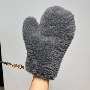 Gants en laine d'agneau chauds d'automne et d'hiver Jancoco en gros, <span class=keywords><strong>mitaines</strong></span> en fourrure d'agneau véritable personnalisées pour femmes - Product Image 3