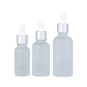 20ml 30ml kozmetik cilt bakımı ambalaj silindir açık kehribar sakal saç göz damlalıklı uçucu yağ Serum cam damlalık şişe