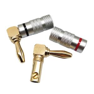 Prise banane plaquée or en cuivre à 90 degrés, coudé 4 mm sans soudure, connecteur de câble audio pour haut-parleur en forme de L, rouge et noir - Product Image 3