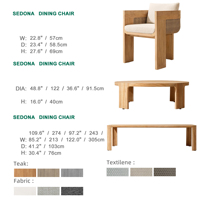 Ensemble table et chaises de jardin Express Garden, luxe moderne, durable, en teck, 6 places, empilable, résistant à l'eau et aux UV, pour hôpital