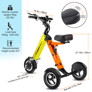 TopMate <span class=keywords><strong>ES32</strong></span> Scooter eléctrico plegable de 3 ruedas para adultos Neumáticos de 10 pulgadas Triciclo de viaje con motor de 250W con función inversa - Product Image 2