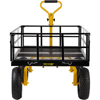 Chariot de jardin en acier, capacité robuste de 1200 lb, avec côtés en maille amovibles, chariot utilitaire en métal parfait pour le jardin, la ferme, la cour