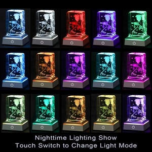 Lampe de nuit LED en cube de cristal 3D rose, cadeau de la Saint-Valentin pour petite amie, épouse, anniversaire, fête, commémoration, cadeau d'anniversaire - Product Image 2