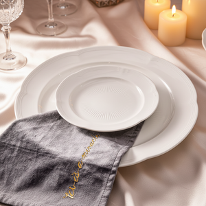 <span class=keywords><strong>Assiettes</strong></span> de table en céramique <span class=keywords><strong>vintage</strong></span> européennes avec motif gaufré élégant, service de table de mariage de style classique, caractéristiques du stock. - Product Image 5
