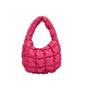 Fold cloud bag female checkered bubble bag 2023 new down mini handbag