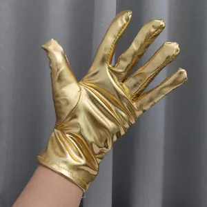 Short Adult Stage Performance Gloves With Reflective Gloves for Cosplay Leather Gloves