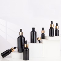 Botol Serum rambut esensial tubuh kosong, botol tetes emas hitam berkilau 5ml 10ml 15ml 20 ml 30ml 50ml 100ml