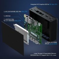 PC industriel sans ventilateur 16 Go RAM 512 Go SSD Core i5-8350U Windows 11 Pro de bureau 4K 2*HD 2*RS232 COM 2*Gigabit Chine