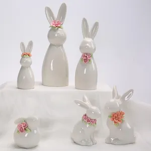 Easter Spring Garden Party Tabletop Decoration Eggs Carrots Rabbits Ceramic Ornaments