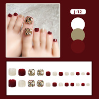 J08 Vente en gros Faux ongles ballerine acrylique pailleté luxe Long cercueil ongles d'orteil presse personnalisée sur ongles