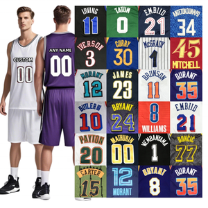Maillots de basket-ball pour hommes de haute qualité en mesh à séchage rapide 2025 personnalisés Doncic Curry Tatum Morant Durant James Butler Jokic Rodman jaunes - Product Image 4
