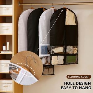 Nouvelle housse de vêtement anti-poussière en tissu non tissé pour placard, sac de rangement transparent anti-poussière pour costumes - Product Image 6
