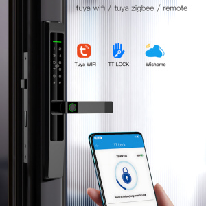 IP65 עמיד למים דלת פלדה/עץ מנעול חכם Tuya TTlock דיגיטלי ביומטרי סיסמת טביעת אצבע בקרת אפליקציה בקרת ענן מאובטחת - Product Image 6