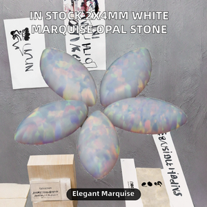 โอปอลสังเคราะห์ทรงมาร์ควิส ขนาด 2x4 มม. สีขาว OP17 แบบหลังแบน ผ่านการอบความร้อน สำหรับทำเครื่องประดับ มีสินค้าในสต็อก - Product Image 2