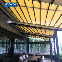 Mooxon Toit en PVC motorisé rétractable et étanche à la pluie, auvent extérieur réglable pour restaurants