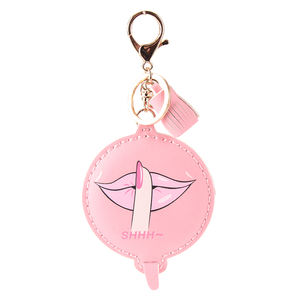 Nouveau brillant rose PU porte-clés mini miroir logo personnalisé vente d'usine mignon cadeau <span class=keywords><strong>pas</strong></span> <span class=keywords><strong>cher</strong></span> - Product Image 2