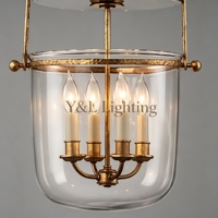 Lustre suspendu lanterne noir mat 4 lumières avec cage en verre transparent, LED, hauteur réglable, style ferme, pour entrée, hall d'entrée, cuisine