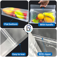 Sac d'emballage Lebei transparent, réutilisable, à fond plat, résistant à l'humidité, avec fermeture éclair, pour aliments, noix, fruits secs, avec poignée