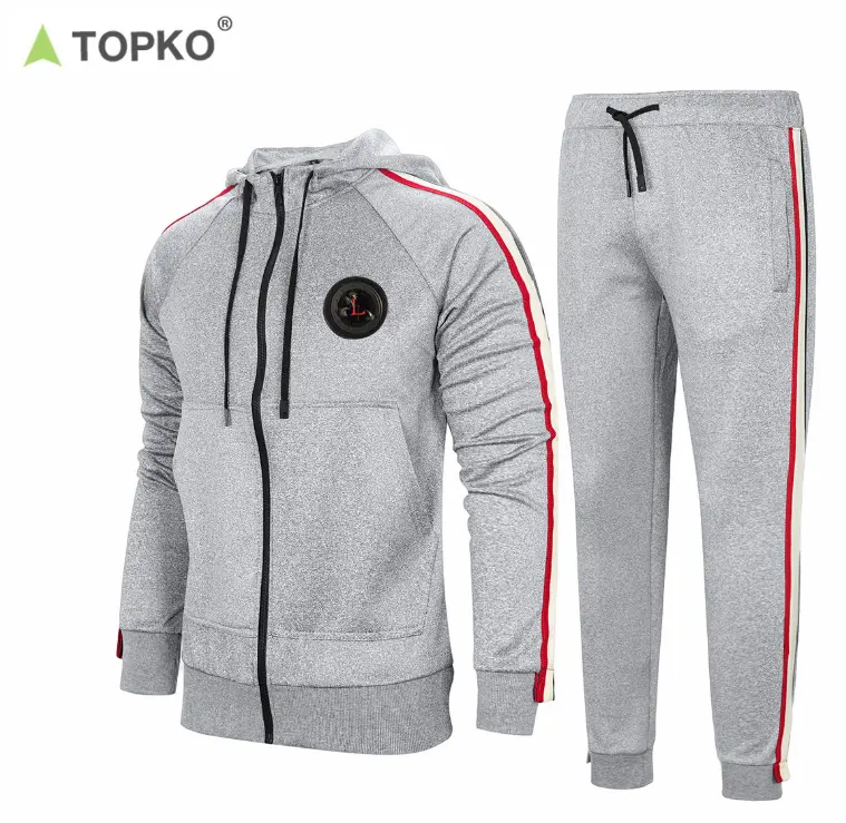 TOPKO Wholesale High Quality custom logo long sleeve activewear jogger wear set men sport tracksuit