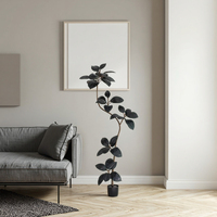Kleine Exquisite Schwarze Diamant-PE/PVC/Seide Dekorative Blumen, Künstliches Grün, Minzfrische, Realistische Bonsai für Innenräume und Abschlussfeiern