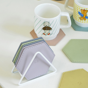 Hexagon <b>Silicone</b> Coasters Heat Insulating Kitchen <b>Mats</b> For Drinks Protection With Stand Set Of Six Colors - Product Image 3