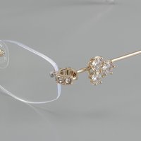 GN0805 Lunettes polygonales sans monture incrustées de diamants pour femmes, style urbain élégant et personnalisé, collection de niche