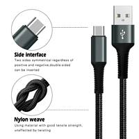 Câble USB-A vers Type C tressé en nylon 3A Noir Charge rapide pour appareils Android Voitures Ordinateurs Imprimantes 60W Compatible