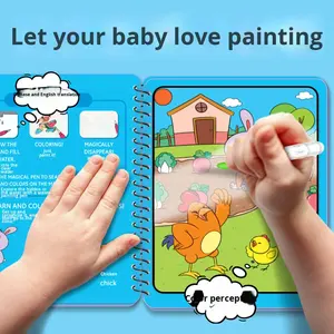 <span class=keywords><strong>Libro</strong></span> de Pintura de Acuarelas para Niños, Encuadernado en Espiral, Papel Mágico Reutilizable, Juego de Colorear para Niños y Niñas, Multicolor - Product Image 3