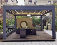 Pergola motorisée rétractable en aluminium thermolaqué, imperméable, pour extérieur, idéale pour café et restaurant