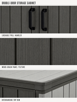 Armoire de rangement extérieure avec portes battantes doubles, toit surélevé et panneaux d'aération pour pelouse, patio et jardin