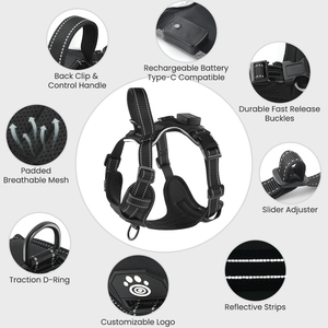 Nuovo Pettorina per Cani Estiva 2025 in Tessuto Oxford Traspirante con Telecomando, Luci LED Ricaricabili, Impermeabile e Riflettente - Product Image 3