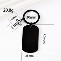 Ywyougang Vintage Mode 4 Farben Edelstahl Abgerundeter Schlüsselanhänger mit Kreuz-Charm Gravierbarer Blanko-Schlüsselhalter Geschenk