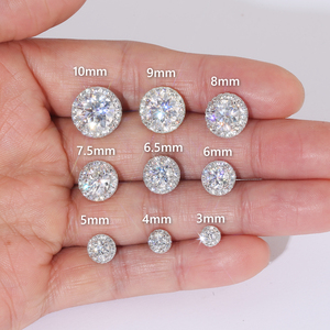 Grandes boucles d'oreilles en moissanite 10 mm VVS, testées positivement au <span class=keywords><strong>testeur</strong></span> <span class=keywords><strong>de</strong></span> diamants, motif grappe <span class=keywords><strong>de</strong></span> fleurs, style hip-hop pour femmes, en argent sterling 925, 8 carats, boucles d'oreilles pour hommes - Product Image 4