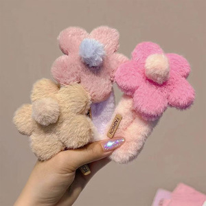 Autumn and winter <b>flower</b> plush hairpin female hairpin <b>sweet</b> and cute clip hairpin headdress - Product Image 5