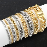 Collier Chaîne Cubaine en Acier Inoxydable Plaqué Or 14k 18k pour Hommes, Bijoux Hip Hop Tendance avec Zircons pour Mariages - Vente en Gros