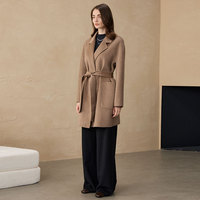 Manteau Femme Hiver 2026 en Cachemire et Laine Double Face CEID, Style Commuter, avec Dentelle Perlée et Épaisse Doublure Polaire, à Lacets