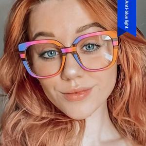 <span class=keywords><strong>Lunettes</strong></span> anti-lumière bleue à monture intégrale Rainbow Square, nouvelle collection <span class=keywords><strong>2022</strong></span>, style européen et américain, INS, grande monture florale pour <span class=keywords><strong>femme</strong></span> - Product Image 2