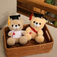 Nouveauté 2026 : Ours en peluche 18 cm avec toque de graduation, vente en gros, animal en peluche personnalisé avec logo scolaire, idéal souvenir scolaire