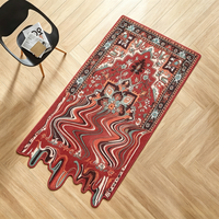 Moderner Roter Plüsch-Schmelzteppich 3D Schmelzender Persischer Teppich Boho Optische Illusion Bodenmatte Cooles Flüssigkeitsdesign Teppich Neu für Wohnzimmer