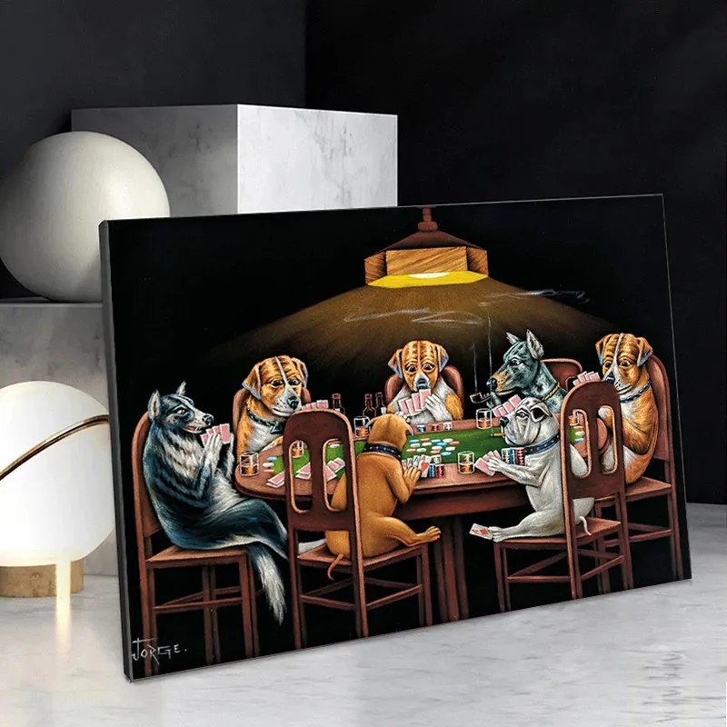 Dogs Playing Poker Funny Poster and Prints Pet Pictures Cool Dog Canvas wall art poster home decoration