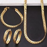 Ensemble Cadeau Collier, Boucles d'Oreilles et Bracelet en Acier Inoxydable pour Femme, Plaqué Or 18K, pour Fiançailles, Mariage, Fête - Remise en Gros pour Grossistes
