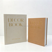 Ensemble de boîtes décoratives en carton rigide PU, ouvrables, avec logo doré vintage, design sur mesure, pour table basse, style faux livre