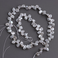 Perles de culture d'eau douce Keshi 6-7mm, baroques, à facettes, percées sur le dessus, blanches, brin de 40cm pour la fabrication de bijoux DIY