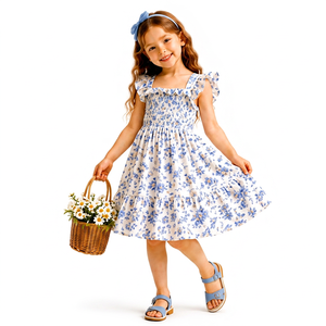 Vestido Infantil con Estampado de Dibujos Animados, Ligero, para Verano, Entrega Aleatoria de Diseños - Product Image 1