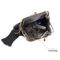 Portefeuille en cuir de vachette galet pour femmes de luxe pochette en cuir de vache véritable avec cadre en métal portefeuilles noir porte-monnaie dames sacs à main sac