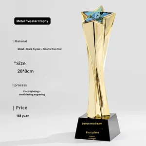 Trụ cột năm cánh sao kim loại pha lê cúp tùy chỉnh thực hiện giải thưởng công ty UV thân thiện với môi trường 2025 Mới Hoạt động sáng tạo cạnh tranh - Product Image 6