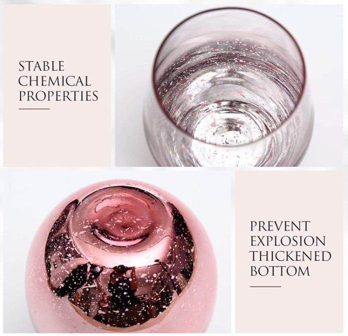 Stemless Wine Glasses Set of 4 Crystal Clear Colored Wine Glass Starry Sky Themed Premium Shiny Drinking Glassware Tumblers