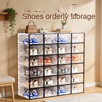 Ensemble de 12 boîtes à chaussures transparentes haut de gamme, style nordique, empilables, anti-poussière, pour le rangement des chaussures au sol