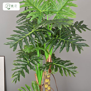 Plante artificielle Philodendron ZHIJI, feuilles hautement réalistes, décoration intérieure, plante en pot. - Product Image 1