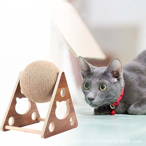 Poste rascador para gatos de sisal duradero, antideslizante, con bola integrada, juguete de cartón corrugado, rascador divertido. - Product Image 5